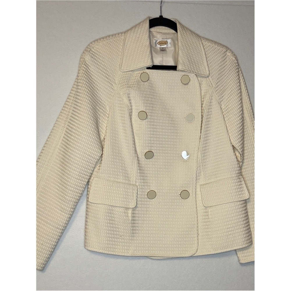 Talbots Ivory Textured Double-Breasted Jacket – Size 8
